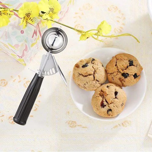 Vista 8 de JUNADAEL J Cuchara de helado con gatillo, juego de cucharas para galletas, incluye cuchara de 1.2 onzas/2 onzas/4 onzas, control de porciones