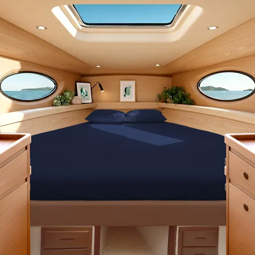 Vista 21 de Universal V Berth - Juego de sábanas de 4 piezas para barco, 100% algodón egipcio, la mejor ropa de cama de barco V, se adapta a colchones de hasta