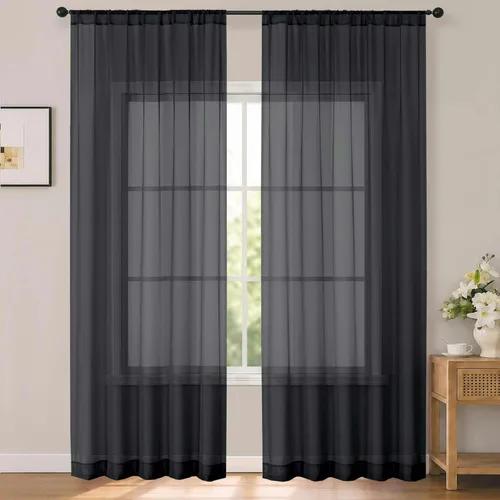 Vista 34 de OWENIE White Sheer Curtains 96 Inches Long 2 Panels for Living Room 52 Wide