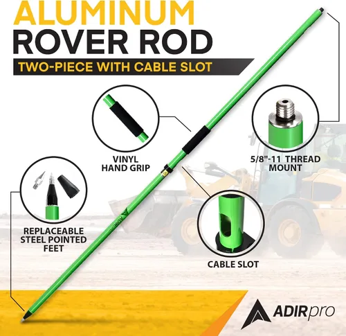 Vista 2 de AdirPro 6.6 ft GPS Rover Rod de dos piezas (verde)
