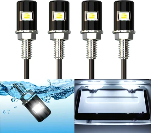Vista 8 de Luz para matrícula, tornillo de matrícula, LED, superbrillante 12 V, impermeable, bombilla LED para placa de matrícula, para motocicleta, camión
