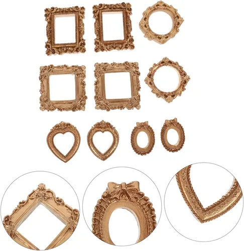 Vista 8 de 10pcs Mini Vintage Gold Resin Picture Frames for DIY Crafts