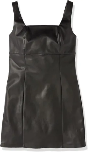 Vista 6 de The Drop Hank - Mini vestido de piel vegana con cuello cuadrado para mujer