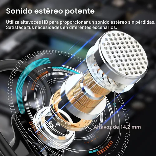 Vista 2 de Auriculares inalámbricos, Bluetooth 5.4 deportivos, auriculares con micrófono ENC con cancelación de ruido, auriculares estéreo de graves profundos