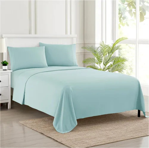 Vista 30 de Juego de sábanas extrasuaves de tamaño individual, ropa de cama transpirable y lujosa con correas elásticas integradas para las esquinas, colección
