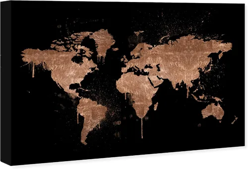 Vista 2 de The Oliver Gal Artist Co. Maps - Lienzo decorativo para pared, diseño de cobre, decoración del hogar, 15 x 10 pulgadas, bronce, negro