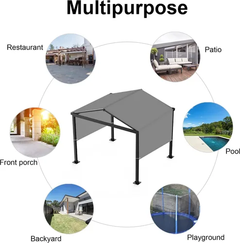Vista 5 de Cubierta de sombra de pérgola Parasol Rectángulo Toldo Tela de bloqueo UV