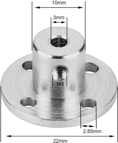 Vista 3 de Conector de acoplamiento de brida de 3 mm, accesorio acoplador de modelo de guía rígida, accesorios de eje para motores de modelo RC, bricolaje, 4