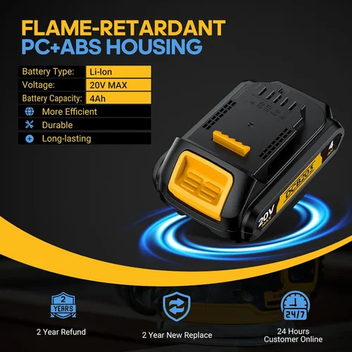 Vista 6 de Reemplazo 4Ah compatible con batería Dewalt 20V MAX con alta capacidad