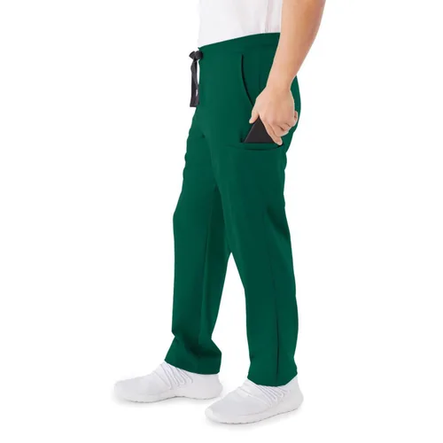 Vista 4 de ave. Pantalón médico Clinton unisex de pierna recta con seis bolsillos en Hunter, talla XXL