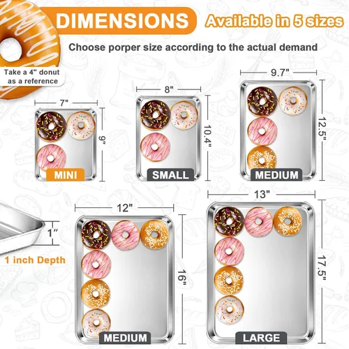 Vista 2 de Joyfair - Juego de bandejas para hornear de 9 pulgadas (2 unidades), bandejas de acero inoxidable para galletas, sartenes de metal comerciales