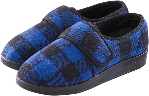 Vista 11 de Silverts Men's Adjustable Wide Fit Slippers, Easy Closure Non-Slip Negro/Negro