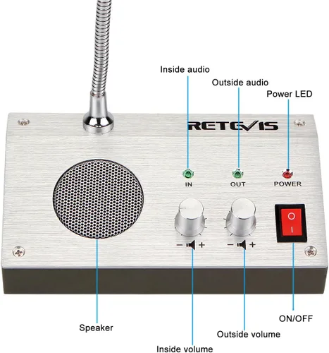 Vista 3 de Retevis RT-9908 Altavoz de ventana, sistema de intercomunicación Drive Thru (paquete de 4) para banco, escuela, tienda, oficina, transmisión