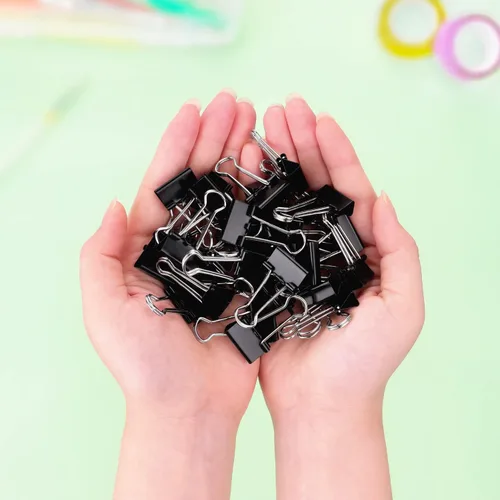 Vista 5 de ZZTX - Paquete de 36 clips para carpeta de 0.7 pulgadas, color negro Clips de abrazaderas de papel, acero duradero, resistente al óxido, resorte