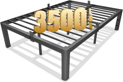 Vista 9 de yookare Armazón de cama de plataforma de metal Twin de 14 pulgadas con esquinas redondas y retenedores de colchón, soporte de listones de acero