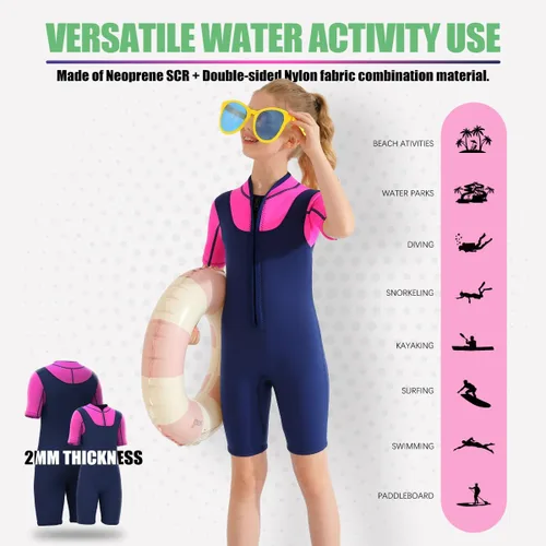 Vista 3 de Traje de neopreno para niños y niñas, 3/0.079 in, traje térmico completo para natación, surf en agua fría