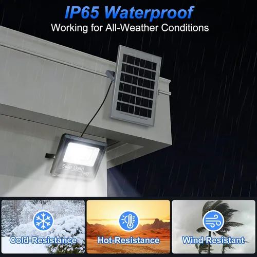 Vista 3 de Luces solares de 3000 lm para exteriores, luz con sensor de movimiento impermeable IP67 con batería de 4000 mAh, luz de seguridad solar LED
