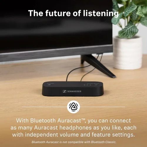 Vista 7 de Auriculares Sennheiser RS 255 para TV - Paquete de Auriculares Bluetooth y Transmisor - Auriculares Inalámbricos de Baja Latencia con Sonido