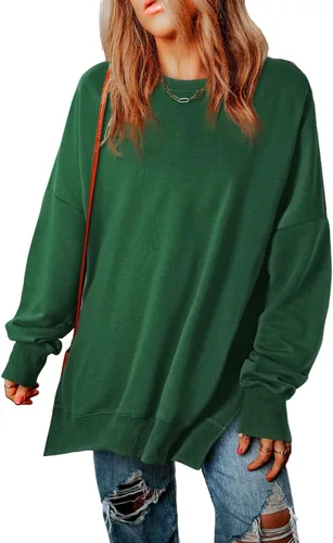 Vista 194 de SHEWIN Sudadera casual de manga larga con cuello redondo para mujer, ligera, holgada