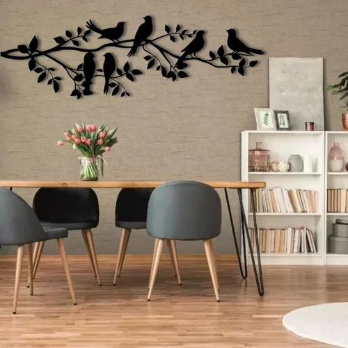 Vista 6 de UGJSH Decoración de pared de metal, decoración de pared de metal de árbol, arte de pared de pájaros metálicos, arte de pared de metal, pájaros