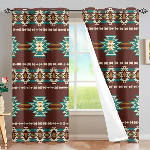 Vista 80 de Dreaweet African Tribal Blackout Curtains 63 Inch Long 2 Panels Set Bohemian Ethnic Geometric Grommet Top Thermal Insulated Curtains for Living Room