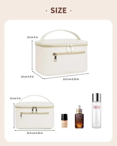 Vista 3 de Bolsa de maquillaje Wandering Nature, estuche organizador de viaje para maquillaje y brochas de cosméticos para mujer en cuero vegano ecológico