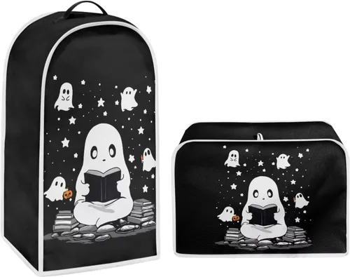 Vista 39 de Juego de fundas para tostadora y licuadora, árbol de gato negro, calabaza, casual, lavable, para cafetera, accesorios de cocina, Halloween, pequeño
