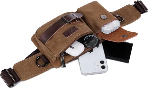 Vista 5 de BAOSHA YB-01 Bolso de la cintura de los hombres de la vendimia Deportes Riñonera Bolsa de Seguridad de Dinero de la Cintura de la Bolsa