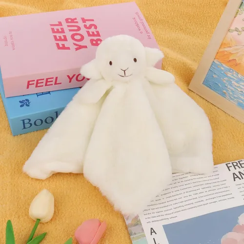 Vista 2 de Apricot Lamb Manta de felpa de lujo de oveja blanca de cordero blanco, manta de seguridad con animales de peluche, manta de personaje para el cuarto