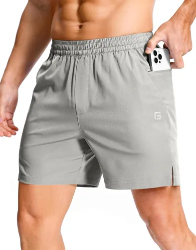 Vista 32 de GGJ Pantalones cortos deportivos ligeros para hombre con 2 bolsillos con cremallera de 7/5/9 pulgadas, pantalones cortos de tenis de secado rápido