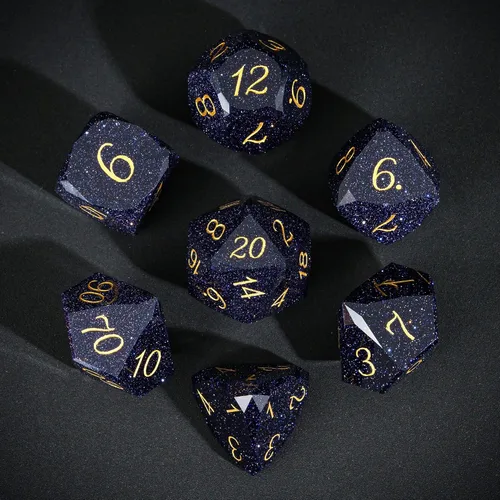 Vista 14 de UDIXI Juego de dados de piedras preciosas de amatista, dados DND de piedra de cristal D&D con estuche de regalo para juegos de rol y juegos de mesa