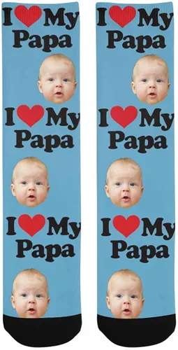 Vista 3 de InterestPrint Calcetines personalizados con fotos familiares para hombres y mujeres, sube tu imagen familiar memorable única, Blanco