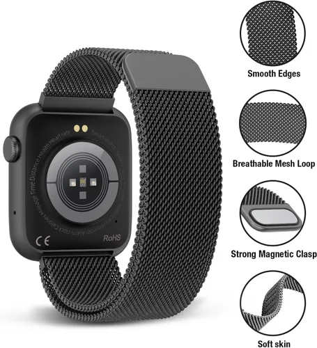 Vista 2 de EarlySincere Relojes inteligentes para hombres y mujeres, presión arterial, pantalla táctil completa HD de 1.9 pulgadas, monitor de actividad física