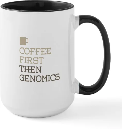 Vista 7 de CafePress Coffee Then Genomics - Taza de café de cerámica, taza de té, 15 onzas