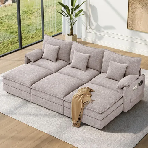 Vista 59 de Vesgantti Sofá modular de 108 pulgadas, cómodo sofá de nube con asiento profundo otomano movible, sofá modular en forma de L, sofás seccionales