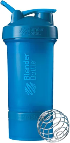 Vista 10 de Sistema BlenderBottle ProStak con botella de 22 onzas y almacenaje de giro y bloqueo, Gris (Pebble Gray)