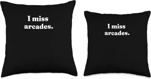 Vista 3 de I Miss Arcades Retro 80s and 90s Gaming Nostalgia Gamer Throw Pillow