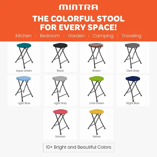 Vista 5 de Mintra Home Taburetes plegables – 18.5 pulgadas de altura, metal, resistentes (1 paquete, verde aguamarina)