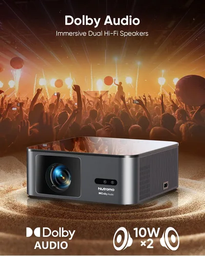 Vista 3 de Proyector Native 1080P con decodificación WiFi y Bluetooth 4K, compatible con proyector de películas Netflix con pantalla, HDR10/a prueba