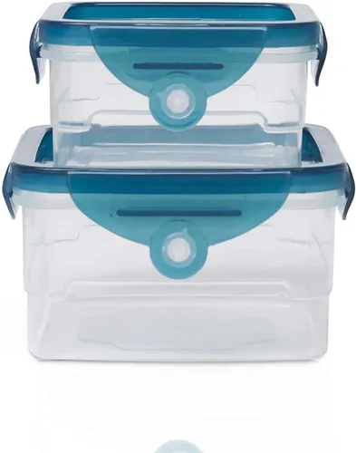Vista 4 de Handy Gourmet Flexi-Top - Recipientes reutilizables, sin BPA, cuadrados, juego de 2