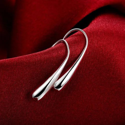 Vista 3 de NABTYJC Pendientes clásicos de plata de ley con diseño de lágrima (blanco1 par), Meatal, Circón