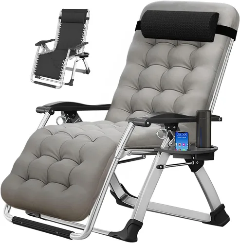 Vista 12 de MOPHOTO Silla de gravedad cero, silla de salón acolchada para exteriores con mesa lateral, silla reclinable de gravedad cero, silla reclinable