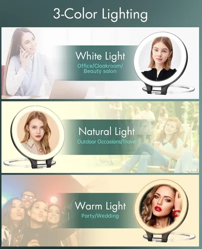 Vista 5 de FASCINATE Espejo de Aumento 10X 1X de Doble Cara con Magnificación Espejo de Tocador para Maquillaje Espejo Iluminado Recargable con 3