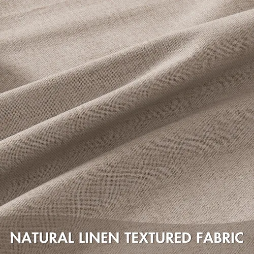 Vista 5 de EMEMA - Cortinas opacas de lino color beige, 72 pulgadas de largo, 2 paneles para dormitorio o sala de estar, con aislamiento térmico, 100%