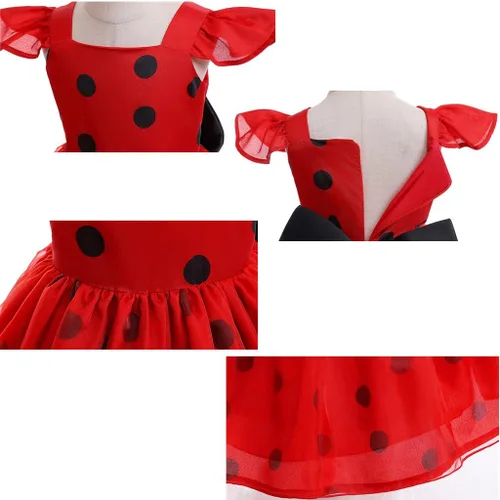 Vista 4 de XGYCYXM Disfraz de mariquita para niñas, disfraz de mariquita para niños, Halloween, Navidad, cumpleaños, disfraz para niños