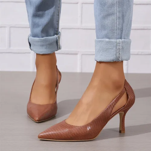 Vista 2 de Zapatos de tacón puntiagudos para mujer, tacón de gatito, cómodos zapatos de vestir para oficina, boda, fiesta, elegante, casual, talla 5-11 de EE.