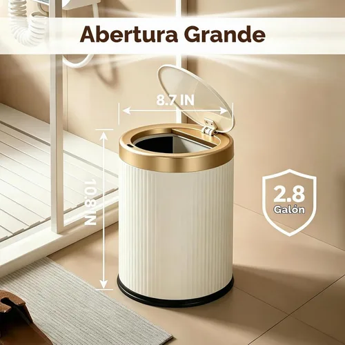 Vista 3 de URALFA Cubo de basura automático con sensor de movimiento para baño con tapa, cubo de basura sin contacto, cubo de basura inteligente a prueba