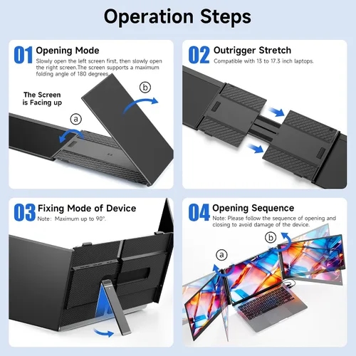 Vista 8 de Monitor extensor de pantalla para portátil ultrafino, 14.2 pulgadas, 1080P FHD ligero, triple pantalla, monitor portátil para portátiles, apto
