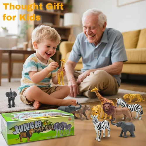 Vista 6 de Figuras de animales de safari, juguetes de animales de zoológico de plástico para niños pequeños de 1 a 3 años, figuras realistas de animales