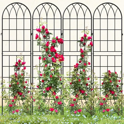 Vista 10 de Paquete de 3 enrejados de metal de 59 x 16 pulgadas para plantas trepadoras, enrejado grande para plantas trepadoras al aire libre, rosas, verduras